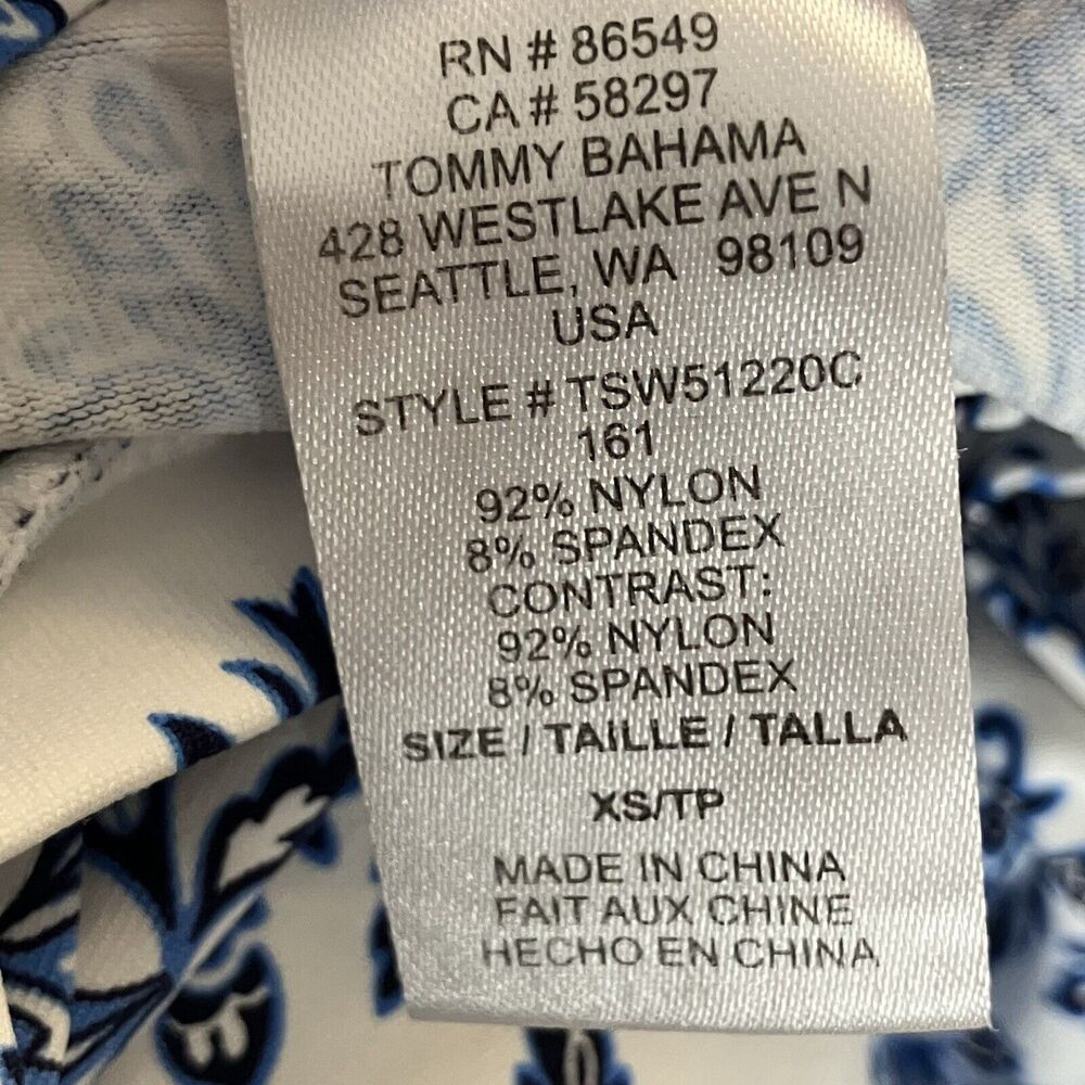 Tommy Bahama Swim Top Womens XS Full Zip Long Sleeve White Blue Floral - Picture 6 of 8
